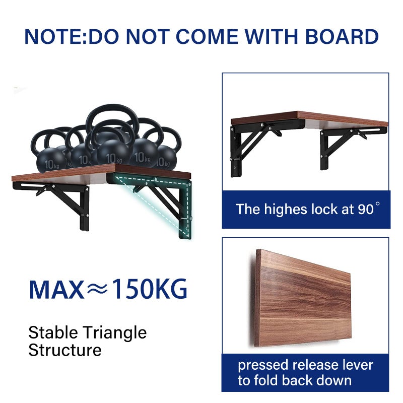 Medach Heavy Duty Folding Shelf Brackets, 18 Inch 4Pcs, Collapsible, Wall Mounted, Space-Saving - Image 4