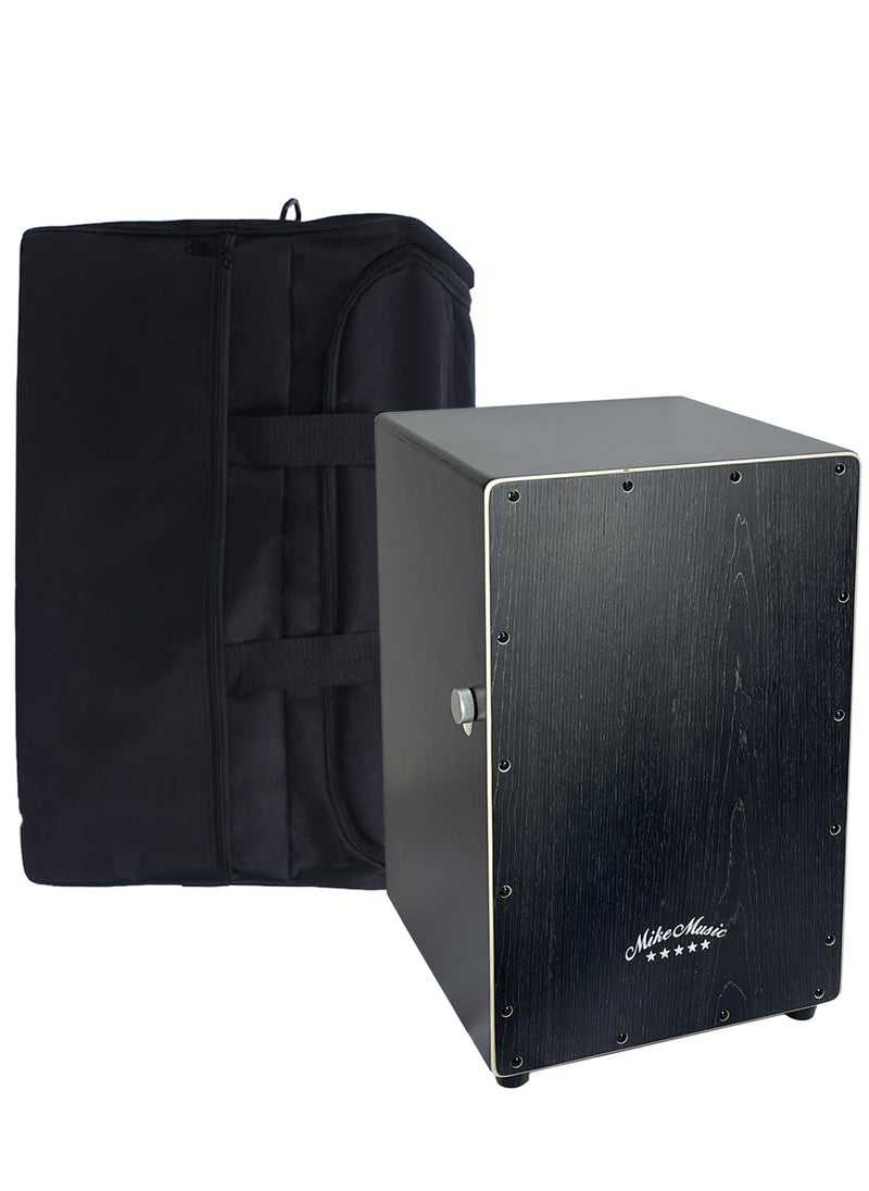 Mike Music - Cajon Drum, Mike Music Wooden Cajon Box Drum Instrument with Internal Snare Strings, Upgrade Adjustable Cajons Hand Drums with Dedicated Backpack Bag, Hand Percussion Instruments Beat Box - Black - Image 1