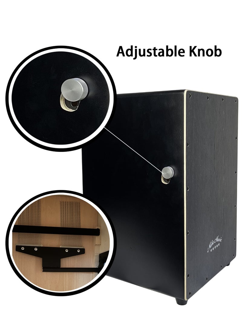 Mike Music - Cajon Drum, Mike Music Wooden Cajon Box Drum Instrument with Internal Snare Strings, Upgrade Adjustable Cajons Hand Drums with Dedicated Backpack Bag, Hand Percussion Instruments Beat Box - Black - Image 1