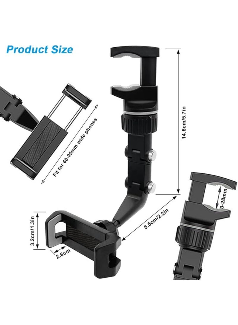 Rearview Mirror Phone Holder for Car Multifunctional Phone Mount and GPS Holder Universal Rotating Car Phone Holder, Cell Phone Automobile Cradles, | WIDGETS MATRIX - Image 5