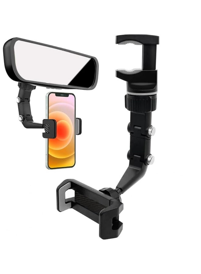 Rearview Mirror Phone Holder for Car Multifunctional Phone Mount and GPS Holder Universal Rotating Car Phone Holder, Cell Phone Automobile Cradles, | WIDGETS MATRIX - Image 1