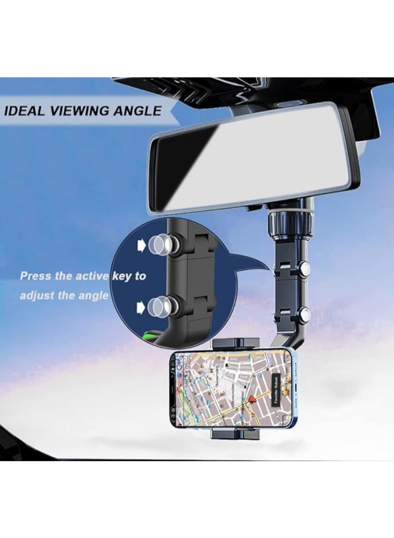 Rearview Mirror Phone Holder for Car Multifunctional Phone Mount and GPS Holder Universal Rotating Car Phone Holder, Cell Phone Automobile Cradles, | WIDGETS MATRIX - Image 4