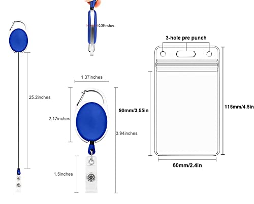 WeKonnect; Heavy Duty Retractable Badge Holder with Waterproof Zip Lock Vertical ID Card Holders for Office ID Cards (Blue - Pack of 5) - Image 5