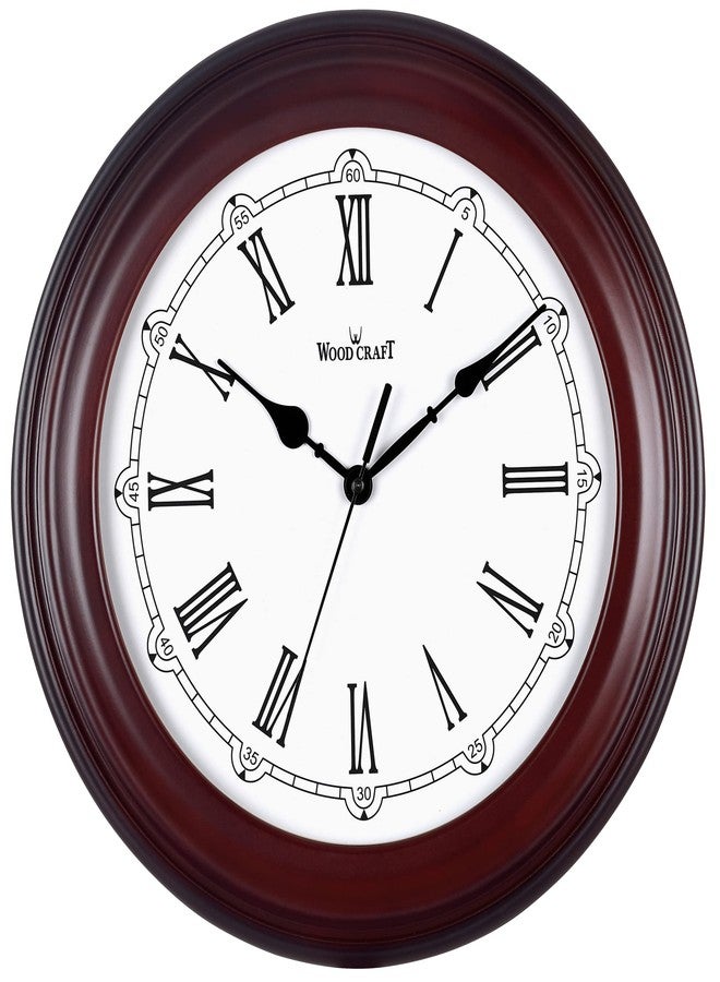 WOOD CRAFT ساعة حائط خشبية تناظرية من وود كرافت: WS-335 (تصميم، 40 سم × 40 سم × 4 سم، دائرية، إطار بني داكن - مينا أبيض) - Image 1