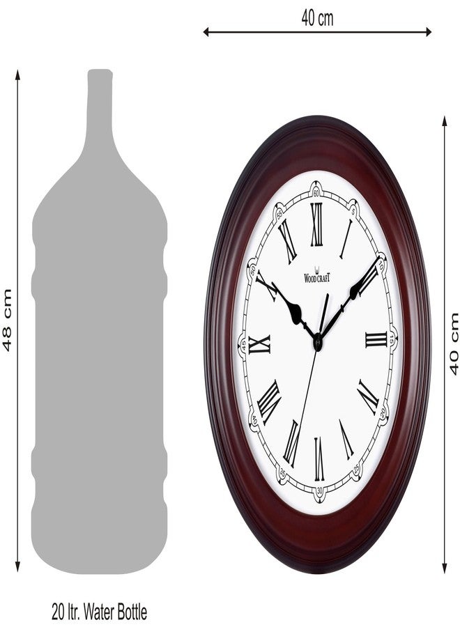 WOOD CRAFT ساعة حائط خشبية تناظرية من وود كرافت: WS-335 (تصميم، 40 سم × 40 سم × 4 سم، دائرية، إطار بني داكن - مينا أبيض) - Image 2