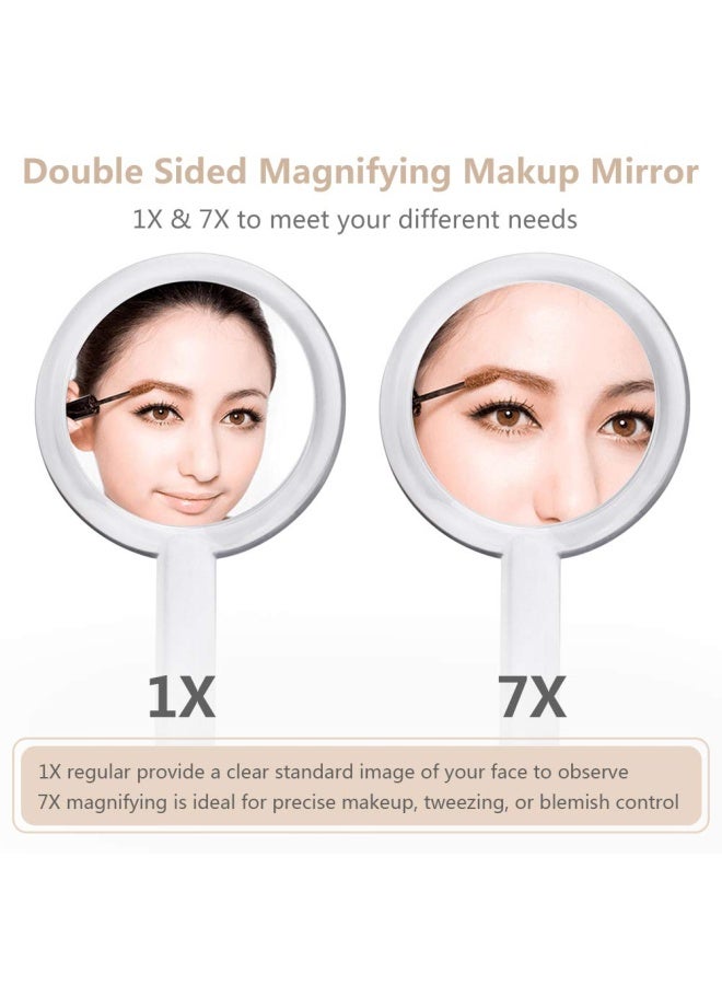 Gotofine Double Sided 1X - 7X Magnification Hand Held Makeup Mirror With Stand Clear 7X - Image 3