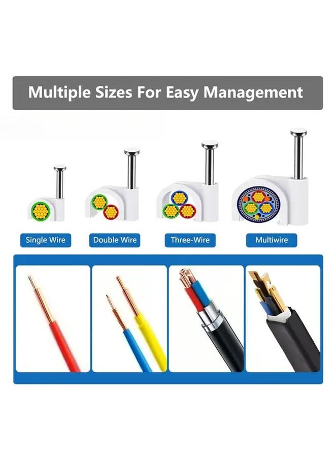 400 Pcs Cable Clips 4mm 6mm 8mm 10mm Strong Nails Durable Wire Management Organizer - Image 3