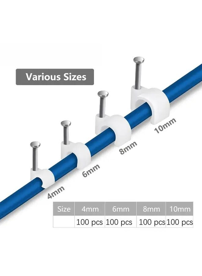 400 Pcs Cable Clips 4mm 6mm 8mm 10mm Strong Nails Durable Wire Management Organizer - Image 2