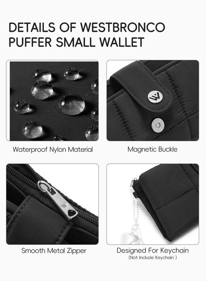 WESTBRONCO Puffer Wallets for Women Nylon Quilted Wallet, A-Black - Image 3