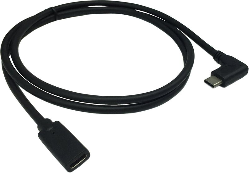 CERRXIAN USB Type C Extension Cable 1m 3ft 90 Degree USB 31 Type C Male to Female Charge and Data Sync Extension Cord - Image 1