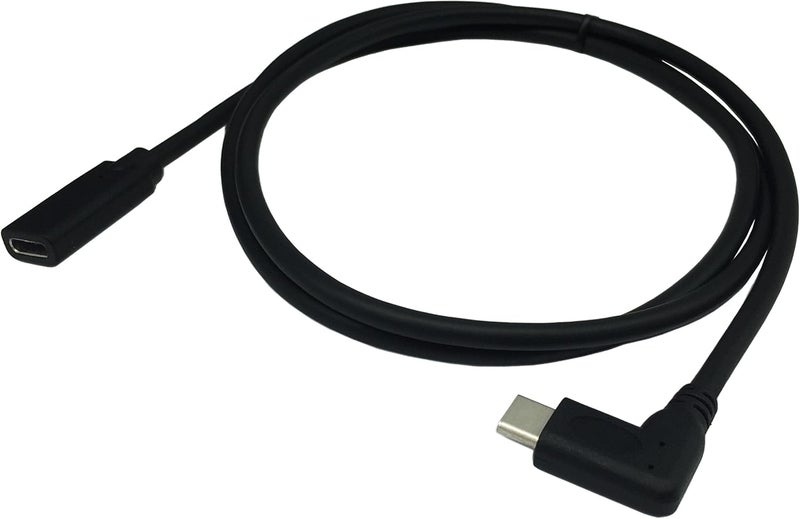 CERRXIAN USB Type C Extension Cable 1m 3ft 90 Degree USB 31 Type C Male to Female Charge and Data Sync Extension Cord - Image 2