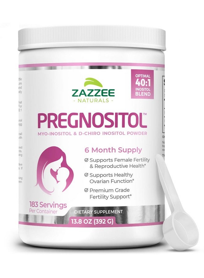 Zazzee PREGNOSITOL Powder, 6 Month Supply, Myo-Inositol and D-Chiro-Inositol 40:1 Fertility Blend, Free Scoop for Exact Dosage, Premium Balanced Formula, 183 Servings, Vegan, All-Natural and Non-GMO - Image 1
