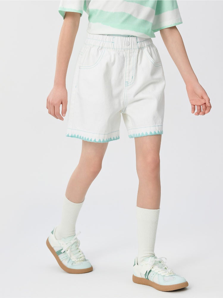 Balabala Girls' Embroidered Shorts - With Front And Back Pockets And Elastic Waist - Image 2