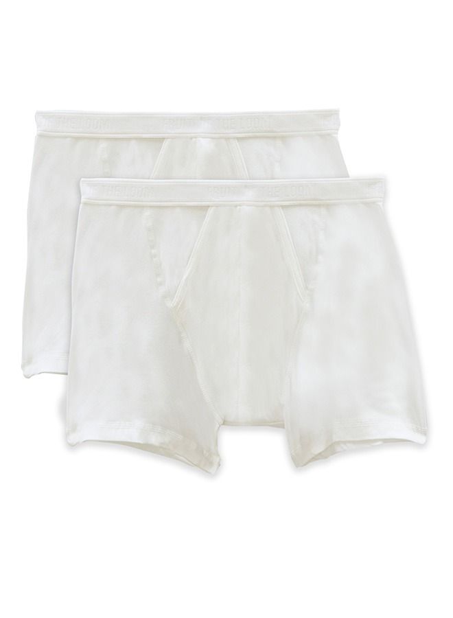 FRUIT OF THE LOOM بوكسر رجالي كلاسيس 2 قطعة باللون الأبيض  - Image 2