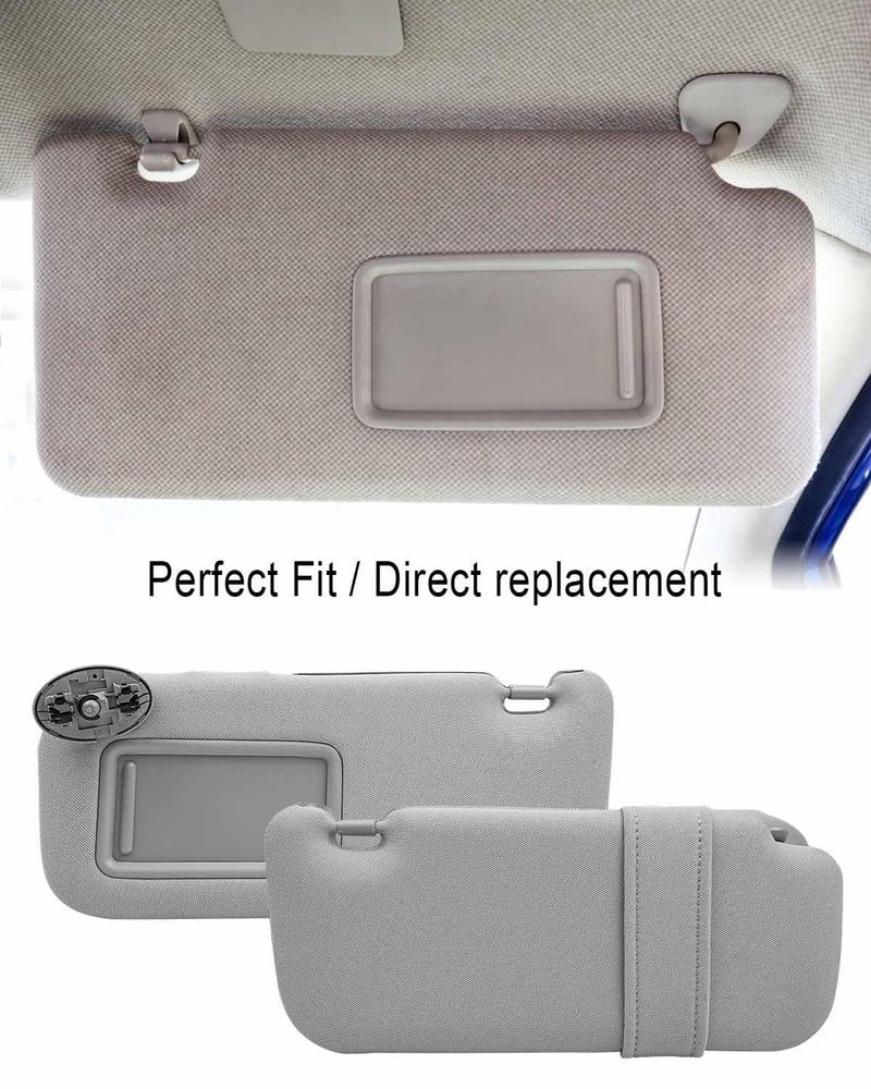 ULZOZN Driver Side Sun Visor Fit for Toyota Corolla 2007 2008 2009 2010 2011 2012 2013, Front Left Sun Protection Shade Replace 74320-02711-E0 7432002711E0 Gray Cloth - Image 4