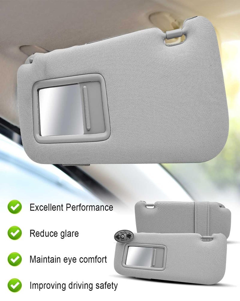 ULZOZN Driver Side Sun Visor Fit for Toyota Corolla 2007 2008 2009 2010 2011 2012 2013, Front Left Sun Protection Shade Replace 74320-02711-E0 7432002711E0 Gray Cloth - Image 2