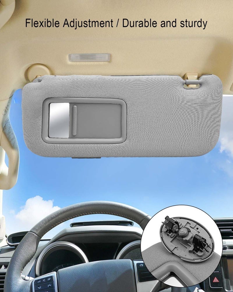 ULZOZN Driver Side Sun Visor Fit for Toyota Corolla 2007 2008 2009 2010 2011 2012 2013, Front Left Sun Protection Shade Replace 74320-02711-E0 7432002711E0 Gray Cloth - Image 3