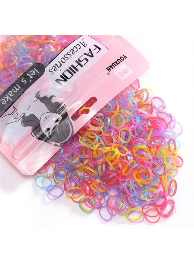Youxuan Kids Elastics No Damage Colored Hair Bands Fashion Girls Hair Ties 1000 Count Small Size - Image 1