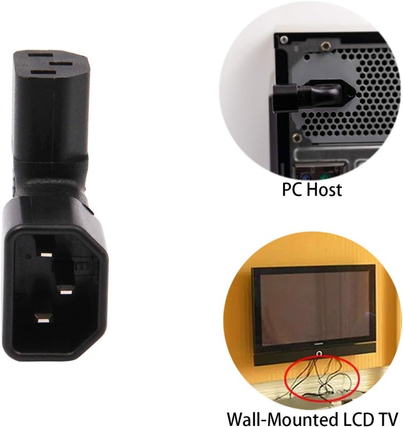 WYMECT 2-Pack Left Angle IEC C14 to C13 Power Adapter PDU Plug for LCD Wall Mount TV - Image 5