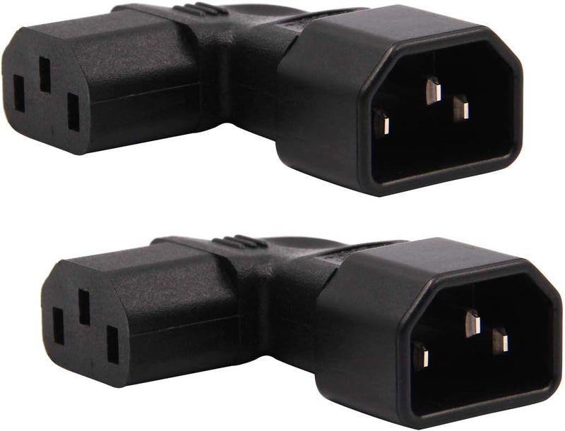 WYMECT 2-Pack Left Angle IEC C14 to C13 Power Adapter PDU Plug for LCD Wall Mount TV - Image 1