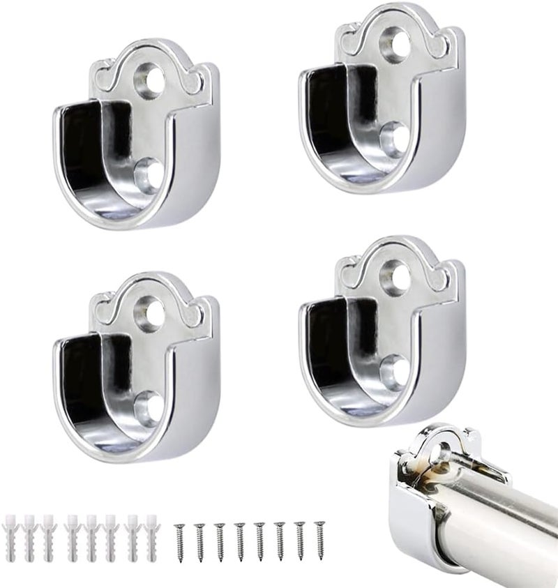 YARDHOBI Stainless Steel Closet Pole Sockets, Closet Rod End Supports, Heavy Duty Stainless Steel Closet Rod Brackets, Flange Set Rod Holder with Screws for Easy Installation and Quick Removal (4 Pack, 25mm) - Image 1