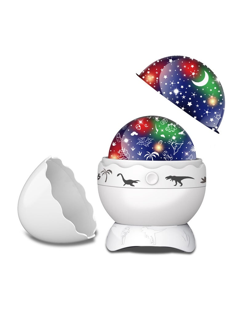 LED Night Light Projector, Rotation Star Projector Galaxy Light, USB Kids Lamp Ceiling Projector, Lightweight And Portable Dinosaur Projector Lamp For Kids Bedroom, (1pc, White)  - Image 1