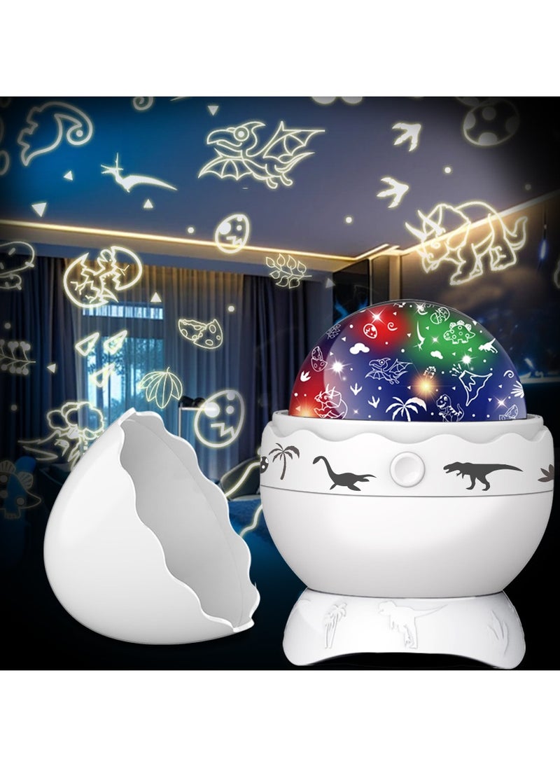 LED Night Light Projector, Rotation Star Projector Galaxy Light, USB Kids Lamp Ceiling Projector, Lightweight And Portable Dinosaur Projector Lamp For Kids Bedroom, (1pc, White)  - Image 4