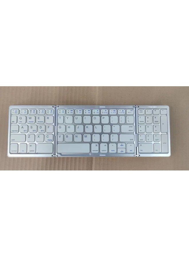 Type-c Charging Three-fold Folding Bluetooth Keyboard With Touch Wireless Bluetooth Keyboard Silent Dual-mode Charging Mouse-Specifications:B089 Silver Keyboard + White Mouse + Storage Bag  - Image 1