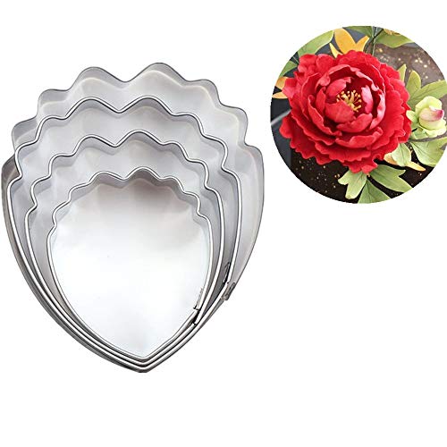 Colorkitchenware 4pcs Gumpaste Flower Cutter Set 2pcs Fondant Silicone Mold Gumpaste Peony Sugarcraft Fondant Flower Veining Mold Chocolate Making Tool - Image 2