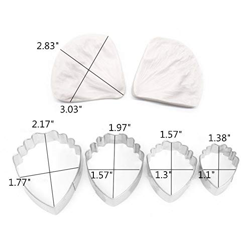 Colorkitchenware 4pcs Gumpaste Flower Cutter Set 2pcs Fondant Silicone Mold Gumpaste Peony Sugarcraft Fondant Flower Veining Mold Chocolate Making Tool - Image 4