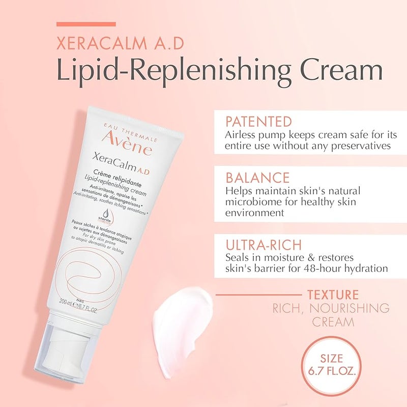 Avene XeraCalm AD LipidReplenishing Cream Atopic Dermatitis EczemaProne No Preservatives FragranceFree 67 Oz - Image 2