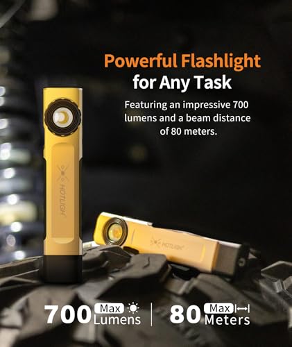 HOTLIGH Rechargeable Flashlight Magnetic - 700 Lumens LED Flashlight with Clip Design, Flat Flashlight for Car Repairing/Camping/Emergency - Image 2