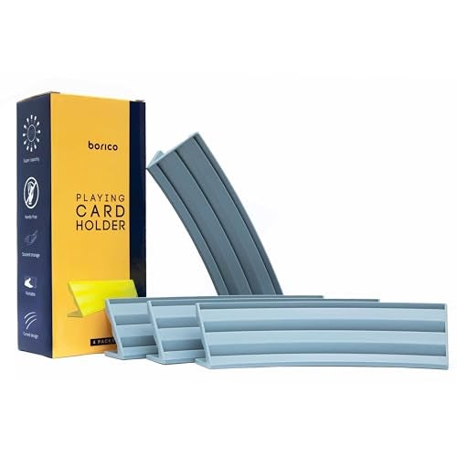 BORICO Card Holders for Playing Cards 4 Pack Playing Card Holder for Kids and AdultsStackable Storage Game Card Tray for Arthritis Patients with a Travel Pouch Gray - Image 5
