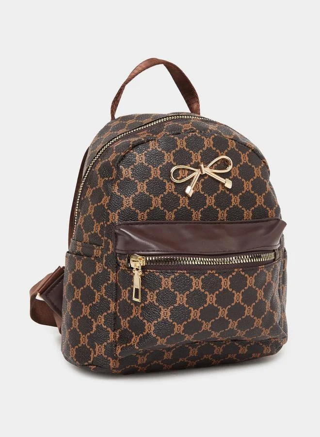 ستايلي Styli Metal Ribbon Detail Printed Backpack
