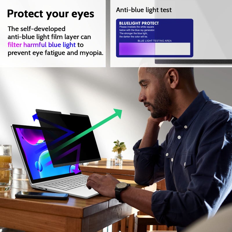 Peslv Magnetic Privacy Screen for Surface Laptop Go 3/2/1 12.4 Inch, Removable Anti Blue Light Glare Filter, Black Security Private Apy Block Protector - Image 5