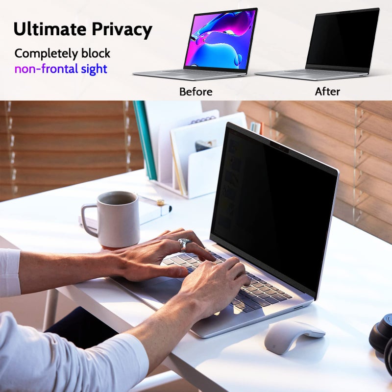 Peslv Magnetic Privacy Screen for Surface Laptop Go 3/2/1 12.4 Inch, Removable Anti Blue Light Glare Filter, Black Security Private Apy Block Protector - Image 2