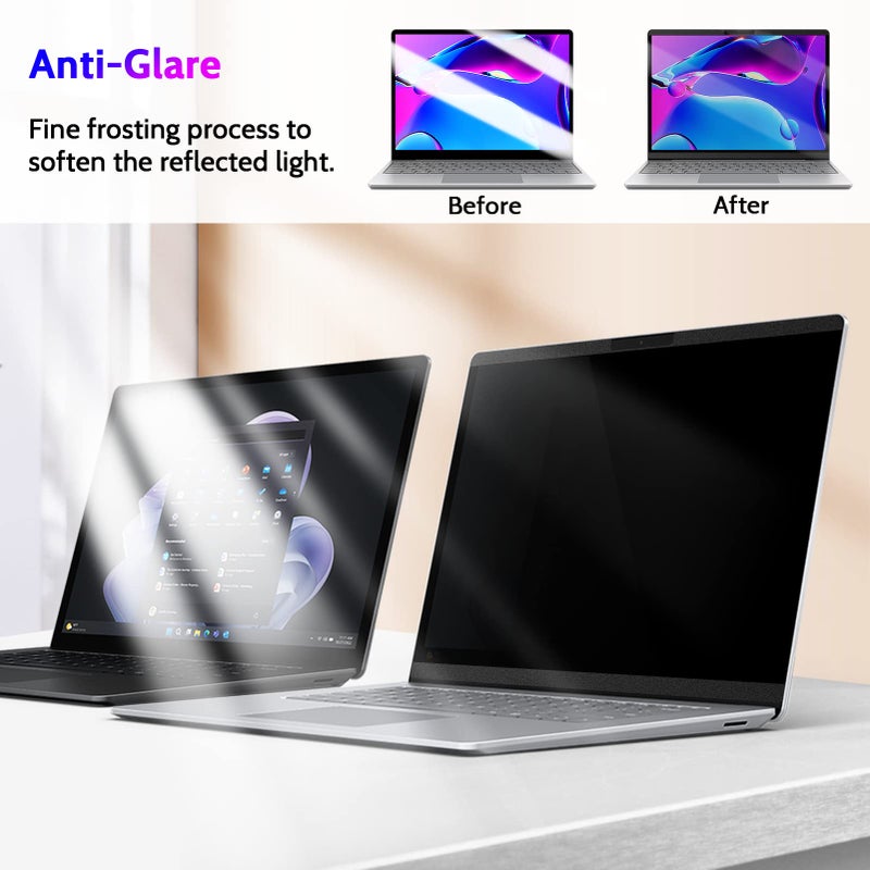 Peslv Magnetic Privacy Screen for Surface Laptop Go 3/2/1 12.4 Inch, Removable Anti Blue Light Glare Filter, Black Security Private Apy Block Protector - Image 4