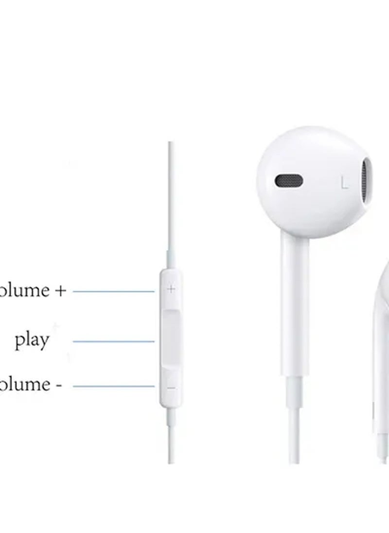 Rabos 3.5mm Earphones With Mic Hands-free In-line For Apple iPhone/6S/6 Plus White  - Image 3
