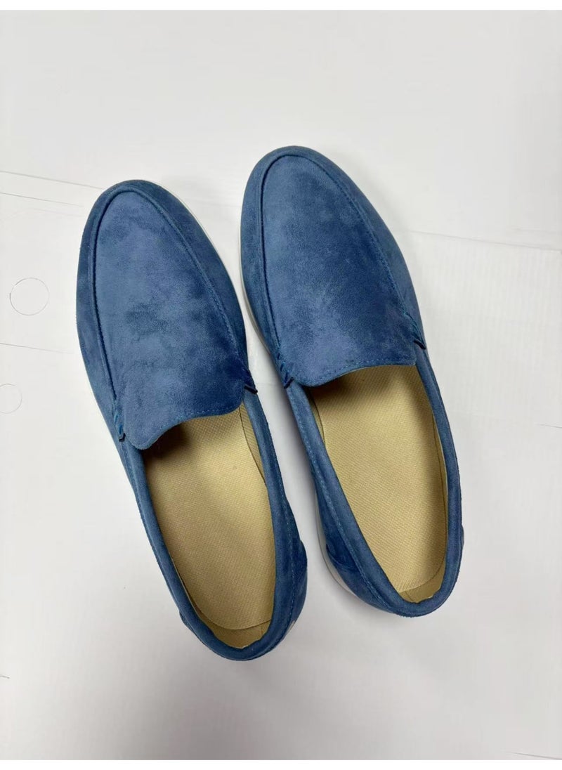 Loquat Men's Classic Loafers Slip-On Shoes Lightweight And Breathable With Rubber Sole Stylish Loafers Blue  - Image 4