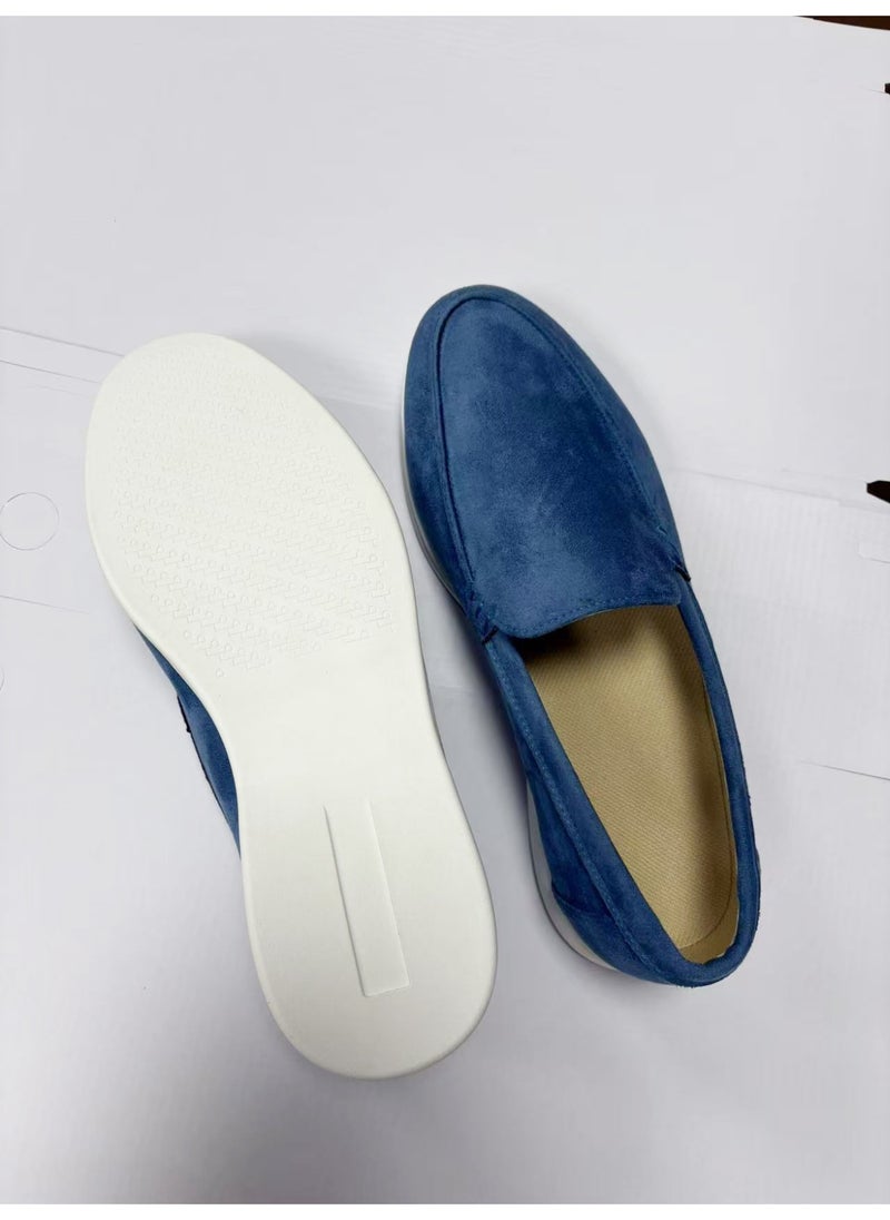 Loquat Men's Classic Loafers Slip-On Shoes Lightweight And Breathable With Rubber Sole Stylish Loafers Blue  - Image 5