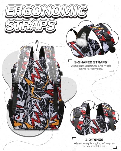 FOKDUVB Baseball Softball Gear Bag Backpack for Boys Girls Ages 8-12 12-14 Large Kids Youth Bat Bag with Ventilated Shoe Compartment Baseball Softball Players Stuff Supplies (Black/Yellow, Geometric) - Image 5