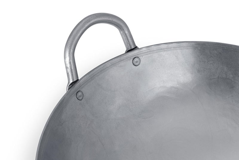 Craft Wok Traditional Hand Hammered Carbon Steel Pow Wok with Wooden and Steel Helper Handle (12 Inch, Round Bottom) / 731W88-12in - Image 5
