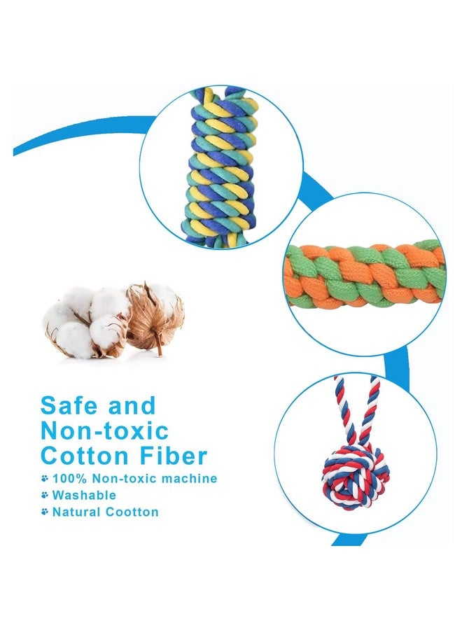 إيميلي بيتس مجموعة من 7 قطع من ألعاب مضغ الحبل القطني للكلاب والجراء، كرة قطنية مزدوجة العقدة، لعبة مضغ للكلاب من القطن للعب وتنظيف الأسنان والتدريب (اللون حسب التنوع، العبوة 7 قطع) - Image 5