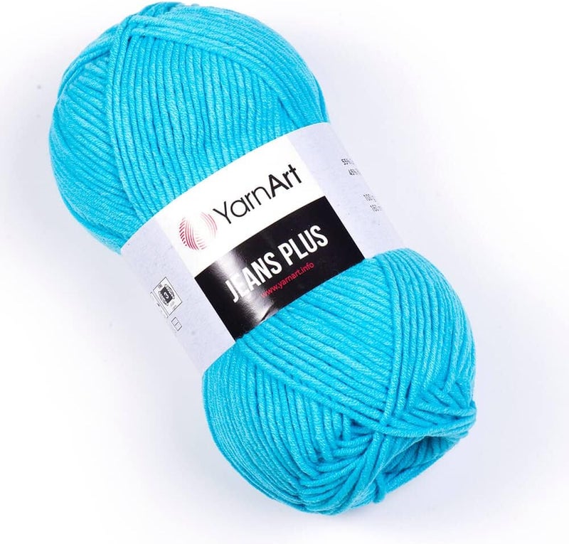 YarnArt خيوط يارن آرت جينز بلس 55 قطن 45 بولي أكريليك 100 جرام 35 أونصة 160 متر 174 ياردة وزن الخيط 4 وورستد أران - Image 1