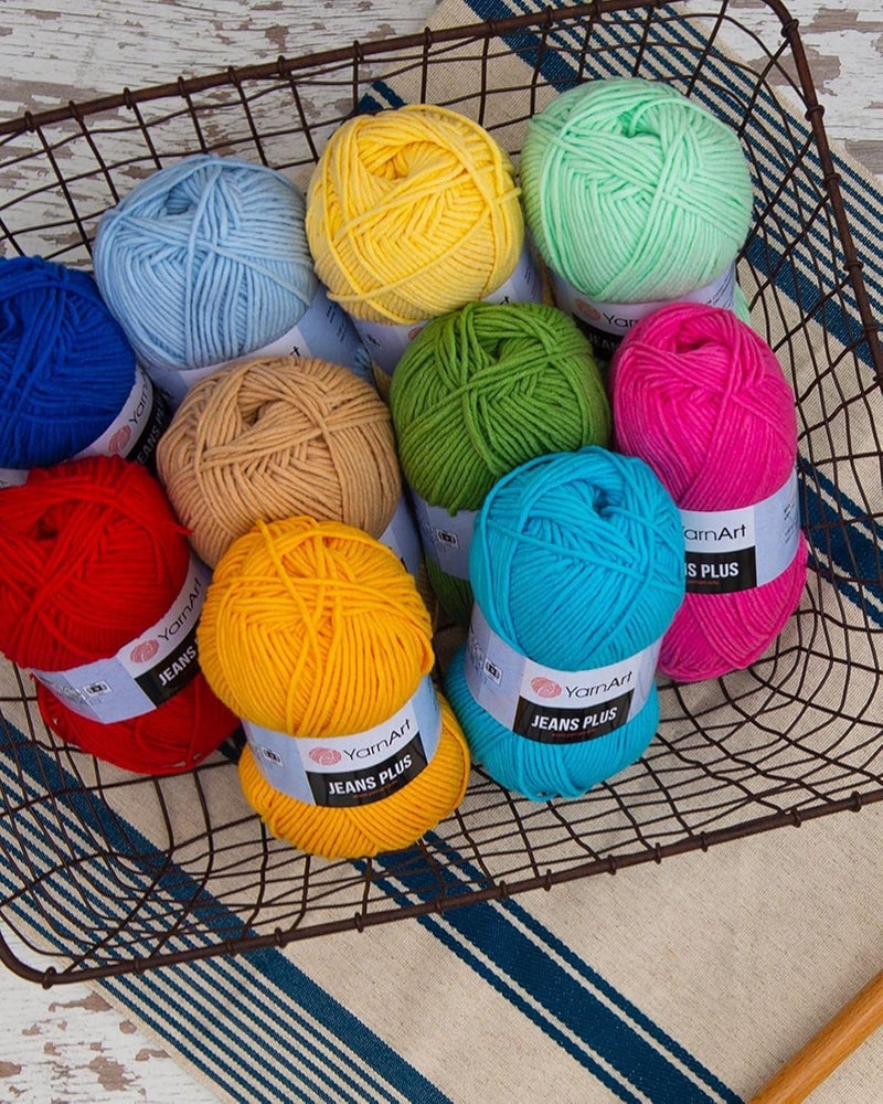 YarnArt خيوط يارن آرت جينز بلس 55 قطن 45 بولي أكريليك 100 جرام 35 أونصة 160 متر 174 ياردة وزن الخيط 4 وورستد أران - Image 3