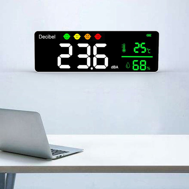 Noise Measuring Instrument Digital Decibel Sound Meter Temperature Meter Humidity Meter 3-in-1 Detector Indoor Wall Mounted Large Screen Tester - Image 5