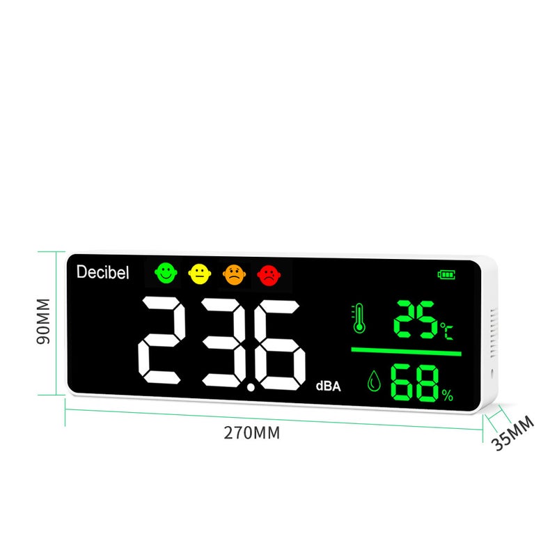 Noise Measuring Instrument Digital Decibel Sound Meter Temperature Meter Humidity Meter 3-in-1 Detector Indoor Wall Mounted Large Screen Tester - Image 2