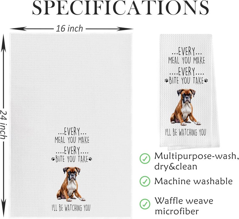Geqtt Gqtt Boxer Dog Dish Towels Set - Funny Dog Gifts, Decorative Waffle Weave Kitchen Towels, Hand & Tea Towels (1624 Inches, Set of 2) - Image 2