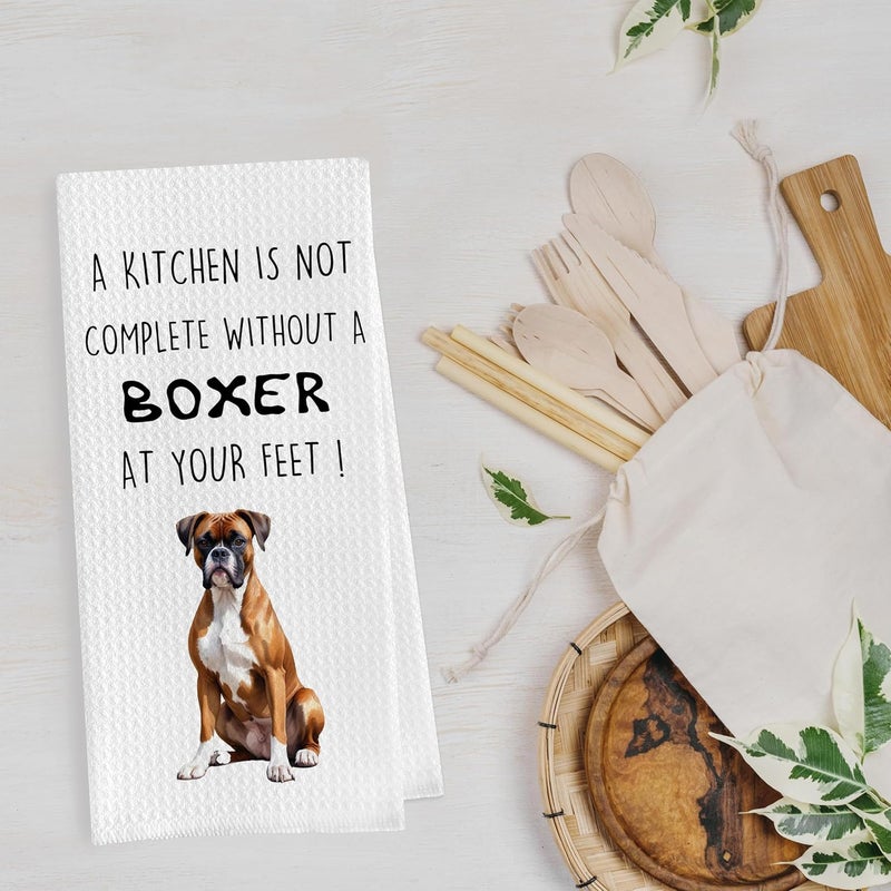 Geqtt Gqtt Boxer Dog Dish Towels Set - Funny Dog Gifts, Decorative Waffle Weave Kitchen Towels, Hand & Tea Towels (1624 Inches, Set of 2) - Image 3