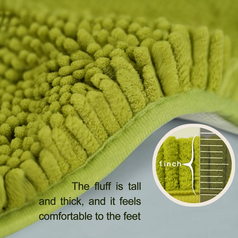 BOANKODU BOANKODU Bathroom Rugs Sets 2 Piece  Ultra Soft Absorbent Bath mat Chenille Bathroom Rug  Antiskid Bath mats Washable Bathroom mat (20x32 inch + 20x20inch U-Shaped) Yellow-Green - Image 5